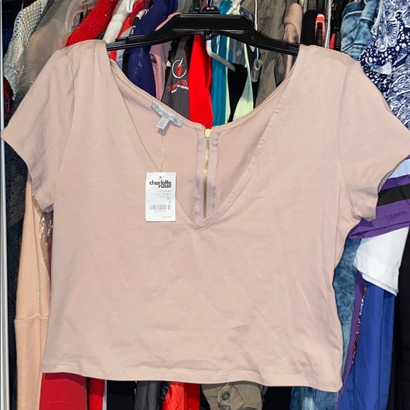 Charlotte Russe deep v-neck crop top - Picture 1 of 3